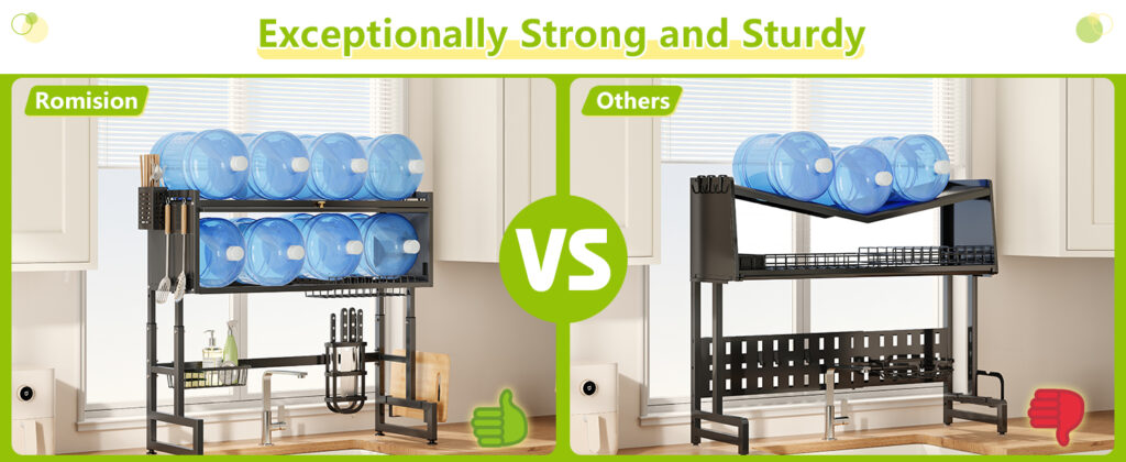 Égouttoir de Cuisine Multifonction 85cm – Noir Inox Haute Résistance | منظم المطبخ فوق المجلى 85 سم – أسود مقاوم للصدأ