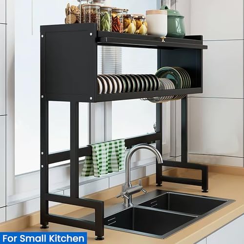 Égouttoir de Cuisine Multifonction 85cm – Noir Inox Haute Résistance | منظم المطبخ فوق المجلى 85 سم – أسود مقاوم للصدأ