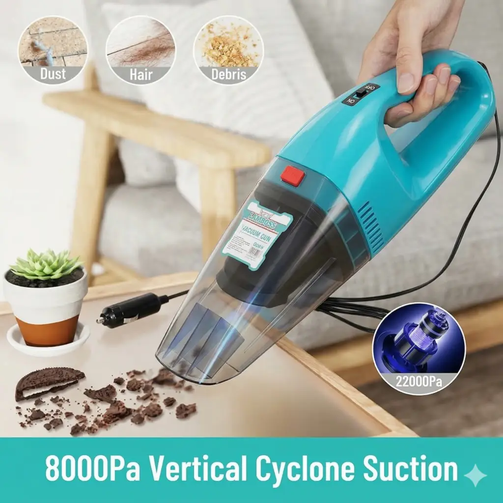 Lamboss Aspirateur de Voiture Portable - مكنسة كهربائية محمولة عالية القوة7