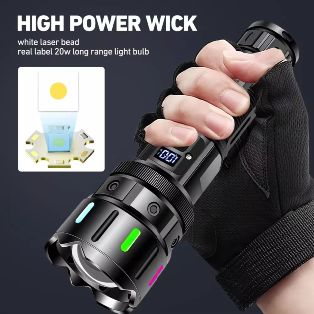 Lampe Torche Tactique Laser Ultra-Puissante - Rechargeable Longue Portée - مصباح يدوي تكتيكي ليزر قوي جداً - مدى بعيد5