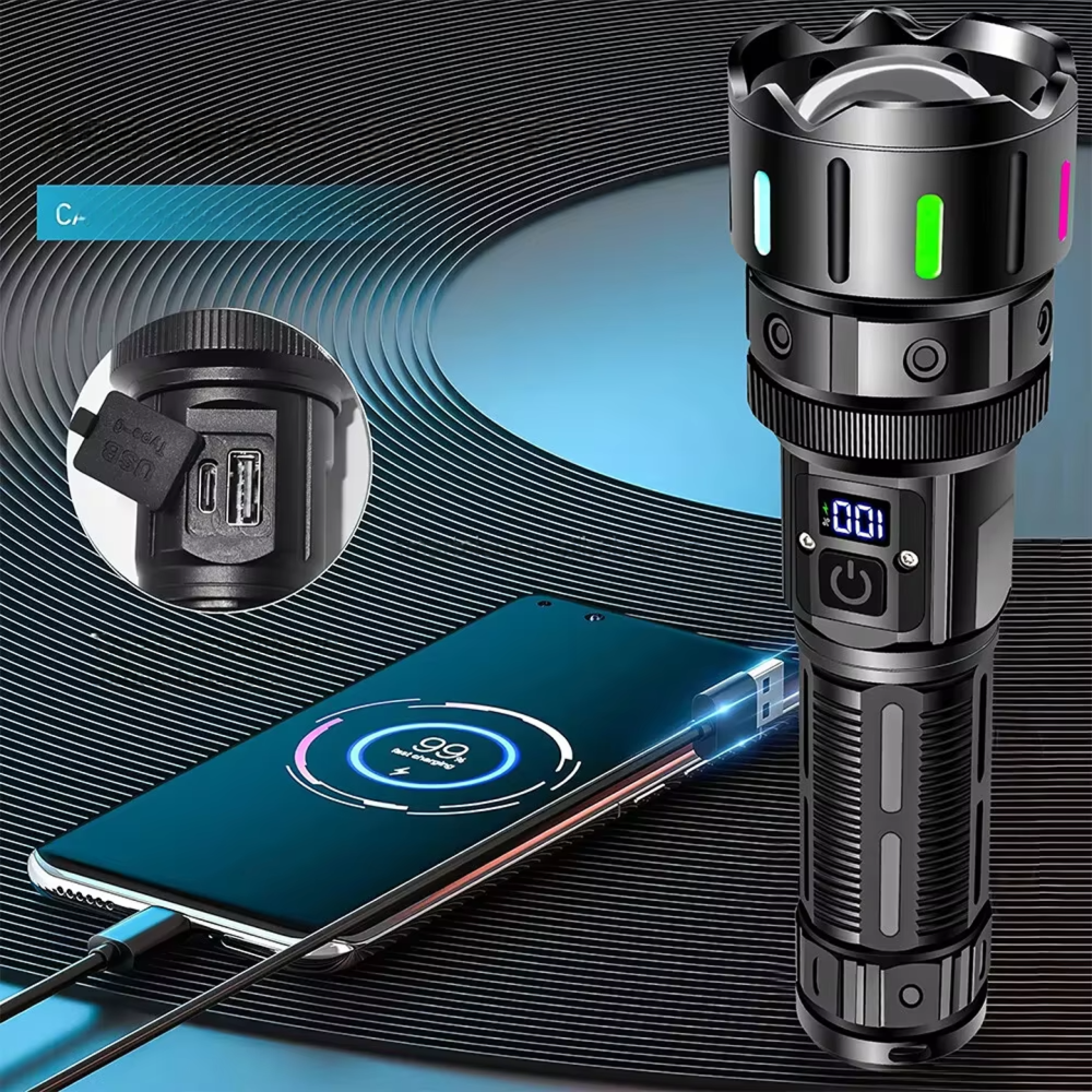 Lampe Torche Tactique Laser Ultra-Puissante - Rechargeable Longue Portée - مصباح يدوي تكتيكي ليزر قوي جداً - مدى بعيد7