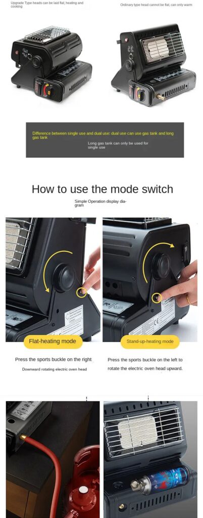 Réchaud & Chauffage à Gaz Portable 2-en-1 (1.3kW) – سخان وطباخ غاز متنقل 2 في 1 للرحالات والتخييم12
