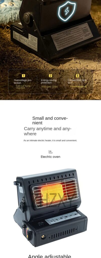 Réchaud & Chauffage à Gaz Portable 2-en-1 (1.3kW) – سخان وطباخ غاز متنقل 2 في 1 للرحالات والتخييم2