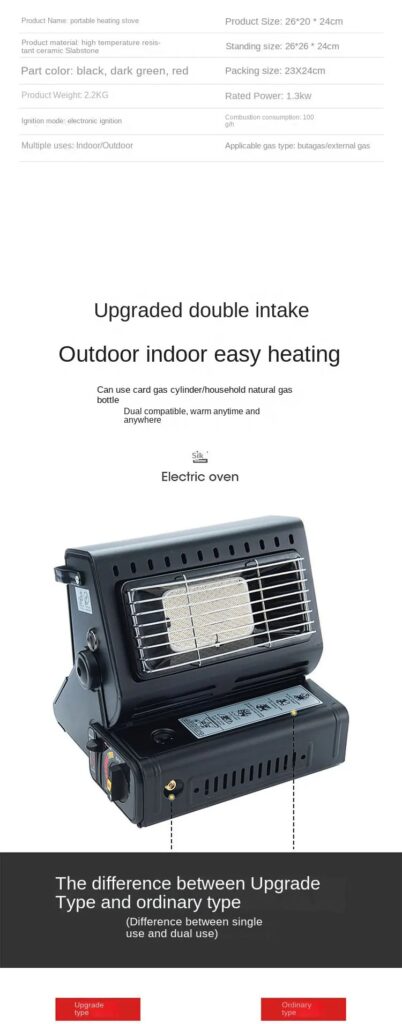 Réchaud & Chauffage à Gaz Portable 2-en-1 (1.3kW) – سخان وطباخ غاز متنقل 2 في 1 للرحالات والتخييم3