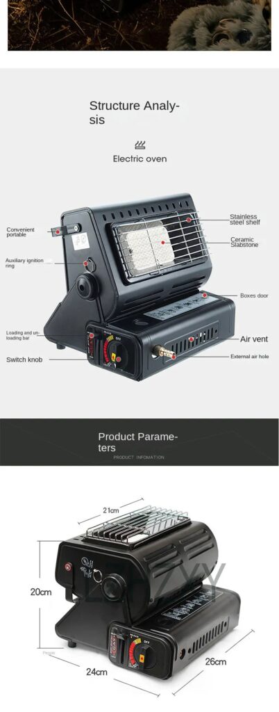 Réchaud & Chauffage à Gaz Portable 2-en-1 (1.3kW) – سخان وطباخ غاز متنقل 2 في 1 للرحالات والتخييم4