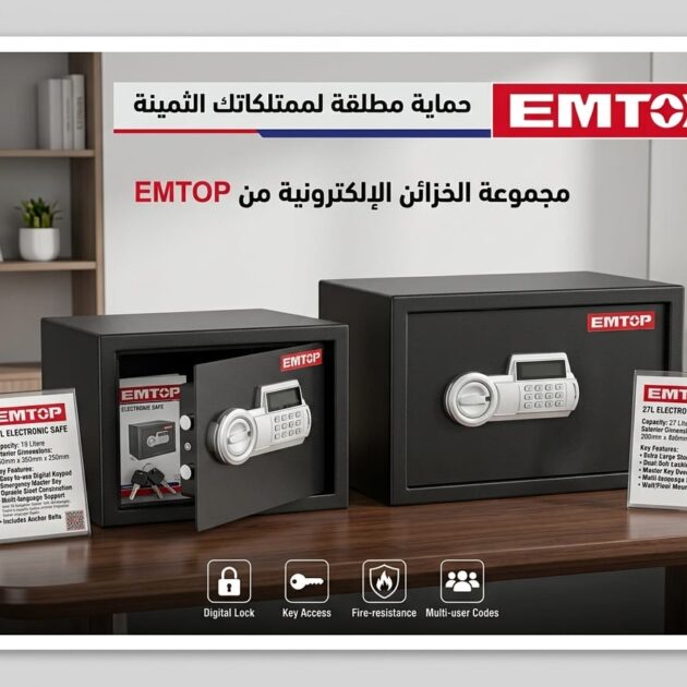 EMTOP COFFRE FORT ELECTRONIQUE 27L - خزنة الأمان العائلية: سعة أكبر، حماية أقوى وراحة بال تامة